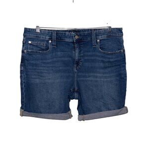 Gap Denim Womens 9" Bermuda Shorts Size 18/34 Dark Wash Cotton Blend Roll Cuff